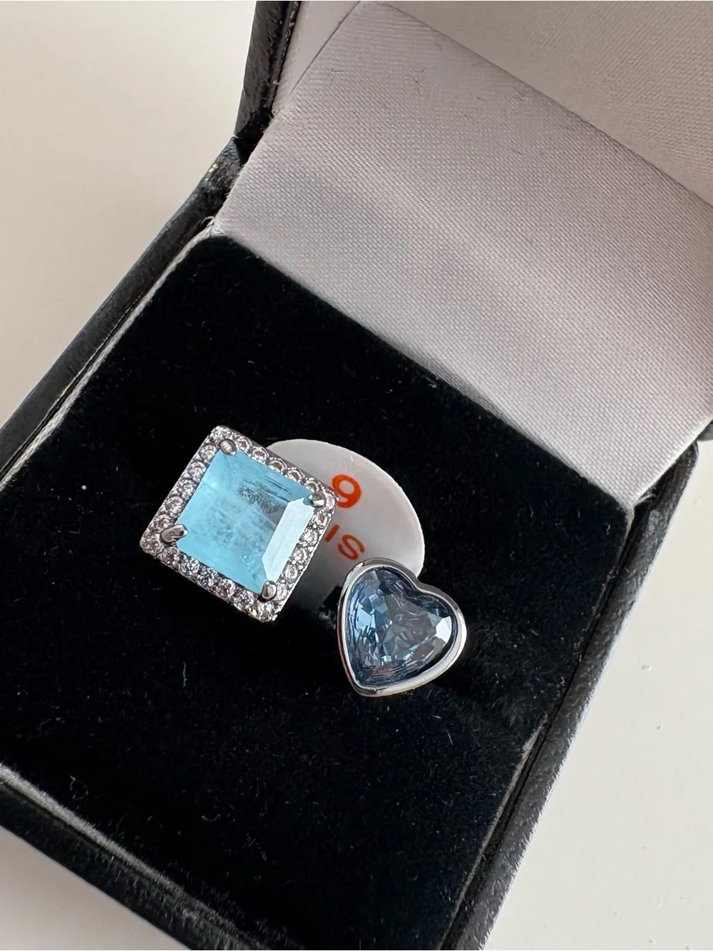 Bomb Party Sweetheart Bypass Ring RG25916 Blue Topaz & Blue Spinel Hematite